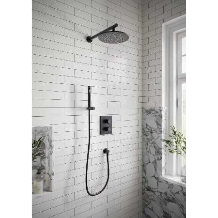 Villeroy & Boch Round Complete Shower Set in Matt Black VBSSPACK11