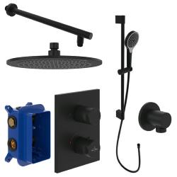 Villeroy & Boch Round Verve Complete Shower Set with Slider Rail Kit in Matt Black VBSSPACK15