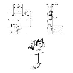 Geberit Alpha Concealed Cistern 12cmD, plus Alpha01 Square Flush Plate 109.013.21.1