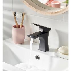 Bristan Hourglass Basin Mixer Tap with Clicker Waste Black HOU BAS BLK