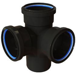 Polypipe Corner Branch 4in/110mm. 92½° Triple Socket Black STC401B