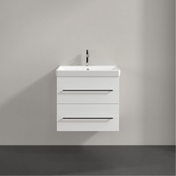 Villeroy & Boch Avento Crystal White 600mm Wall Hung 2-Drawer Washbasin and Vanity Unit SAVE09B401