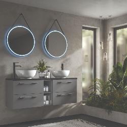 HIB Solstice Matt Black 60 Round LED Illuminated Mirror 79520700