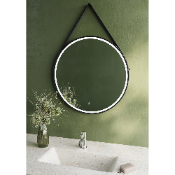 Tranquil Echo Frame Mirror Black Round 700mm with Black Strap