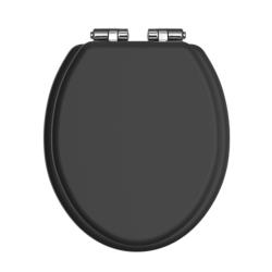 Heritage Soft Close Toilet Seat Black with Chrome Hinges TSBLA101SC