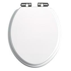 Heritage Soft Close Toilet Seat White Gloss with Chrome Hinges TSWGL101SC