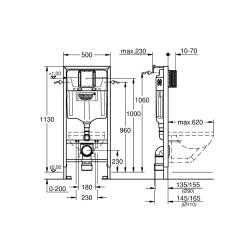 GROHE Rapid SL 2-in-1 Set for Wall-Hung Toilet 1.13m 38536001