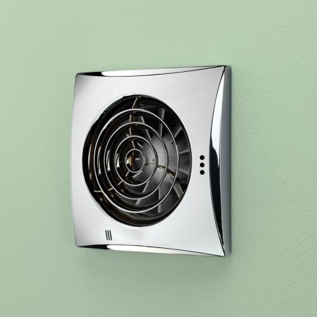 HIB Hush Wall Mounted Extractor Fan with Timer Chrome 33100