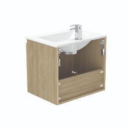 Newland 600mm Double Door Suspended Basin Unit With Ceramic Basin Natural Oak