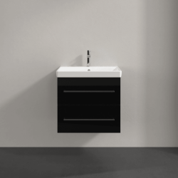 Villeroy & Boch Avento Crystal Black 600mm Wall Hung 2-Drawer Washbasin and Vanity Unit SAVE09B301