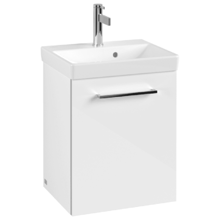 Villeroy & Boch Avento Crystal White 450mm Wall Hung 1 Door Washbasin and Vanity Unit SAVE17B401