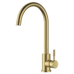 Reginox TARAVO Single Lever Swan Neck Kitchen Mixer Tap - Brushed Gold - TARAVOGOLD