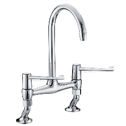 Bristan Lever Bridge Deck Sink Mixer 6" Levers and Ceramic Disc Valves Chrome VAL2 BRDSM C 6 CD