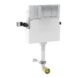 Geberit Alpha Concealed Cistern 12cmD, plus Alpha01 Square Flush Plate 109.013.21.1