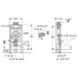 Geberit Duofix 98cm Frame, Omega Cistern 12cm Included + Chrome Flush Plate 111.031.00.1+115.080.KH.1