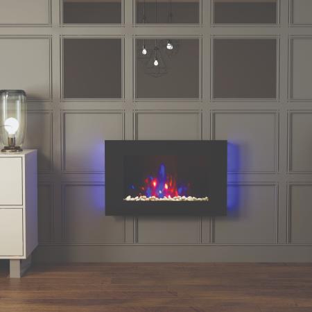 Be Modern Azonto Electric Wall Fire Black Glass 28517