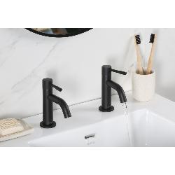 Bristan Mila Basin Pillar Taps Black MI 1/2 BLK