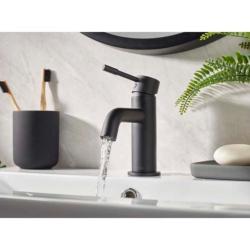 Bristan Mila Basin Mixer Tap with Clicker Waste Black MI BAS BLK