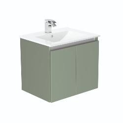 Newland 600mm Double Door Suspended Basin Unit With Ceramic Basin Sage Green