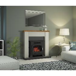 Be Modern 42 Ravensdale Electric Fireplace in Stone Finish with a Country Oak Top 150738