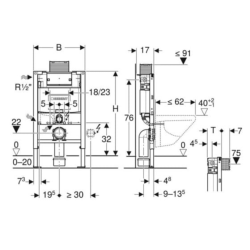 Geberit Duofix WC Frame, for Wall Hung Pans For Omega Cistern 111.004.00.1