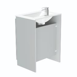 Newland 600mm Floorstanding Double Door Basin Unit With Ceramic Basin Pearl Grey