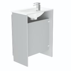 Newland 600mm Slimline Floorstanding Double Door Basin Unit With Ceramic Basin Pearl Grey