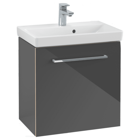 Villeroy & Boch Avento Crystal Grey 550mm Wall Hung 1 Door Washbasin and Vanity Unit SAVE13B101