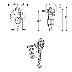 Geberit Filling Valve Lateral Water Supply Connection 245.894.00.1