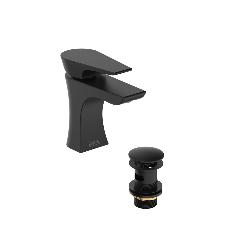 Bristan Hourglass Basin Mixer Tap with Clicker Waste Black HOU BAS BLK