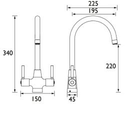 Bristan Monza Easyfit Kitchen Sink Mixer Tap Black MZ SNK EF BLK