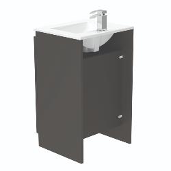 Newland 500mm Floorstanding Double Door Basin Unit With Ceramic Basin Midnight Mist