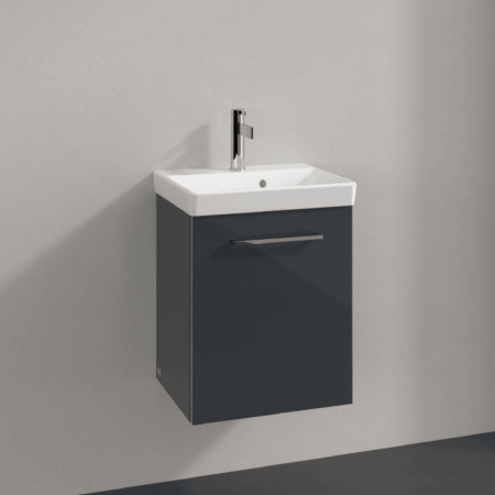 Villeroy & Boch Avento Crystal Grey 450mm Wall Hung 1 Door Washbasin and Vanity Unit SAVE17B101