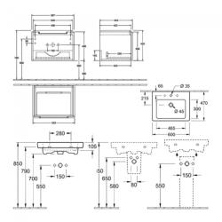 Villeroy & Boch Subway 2.0 Wall Hung Vanity Unit with 1 Drawer 587 x 420mm Soft Grey A68710VK