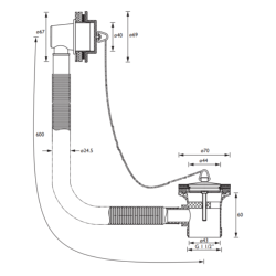Bristan Economy Bath Slotted Gold Waste with ABS Plug W BATH02 G
