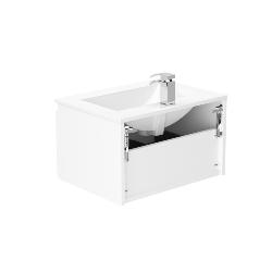 Newland 600mm Single Drawer Suspended Basin Unit With Ceramic Basin White Gloss