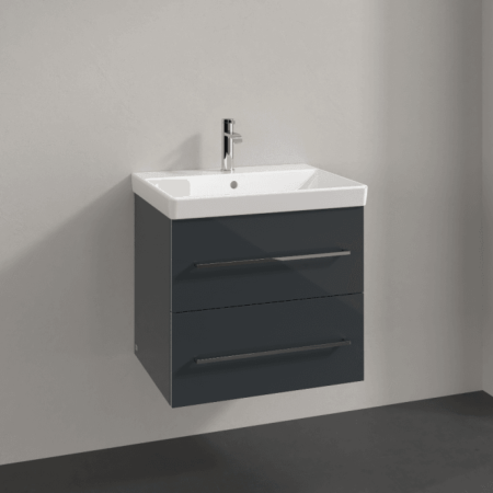 Villeroy & Boch Avento Crystal Grey 600mm Wall Hung 2-Drawer Washbasin and Vanity Unit SAVE09B101