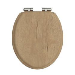 Heritage Soft Close Toilet Seat Oak with Chrome Hinges TSOAK101SC