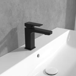 Villeroy & Boch Architectura Modern Matt Black Square Single Lever Basin Mixer TVW125004000K5