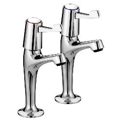Bristan Lever High Neck Pillar Taps with Ceramic Disc Valves Chrome Plated VAL2 HNK C CD