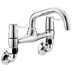 Bristan Lever Wall Mounted Bridge Sink Mixer with Ceramic Disc Valves Chrome VAL2 WMSNK C CD