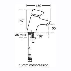 Ideal Standard Armitage Shanks Avon 21 Push Button Self Closing Mixer Tap B8263AA