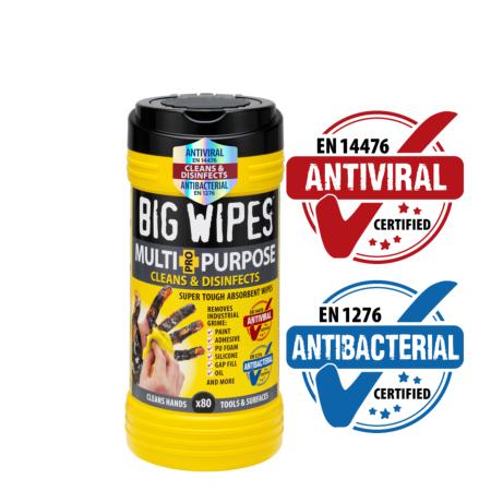 Big Wipes Antiviral Multi-Purpose Pro+ (Black Top) 80 Wipes 24100000