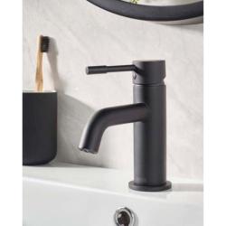 Bristan Mila Basin Mixer Tap with Clicker Waste Black MI BAS BLK