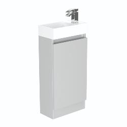 Newland 400mm Single Door Cloakroom Basin Unit With Ceramic Basin Pearl Grey