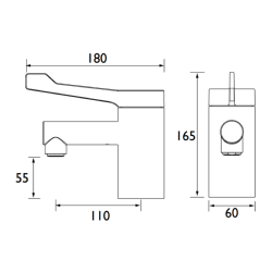 Bristan Solo Commercial TMV3 Mono Basin Mixer with Long Lever Handle SOLO2-T3LL