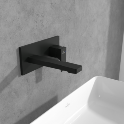 Villeroy & Boch Architectura Square Wall Mounted Single Lever Basin Mixer Matt Black TVW125003000K5