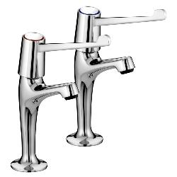Bristan Lever High Neck Pillar Taps with 6" Levers and Ceramic Disc Valves Chrome VAL2 HNK C 6 CD
