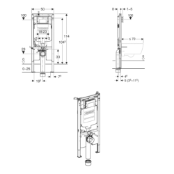 Geberit Duofix 112cm WC Frame with Sigma Concealed Cistern 12cm 111.384.00.6