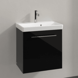 Villeroy & Boch Avento Crystal Black 550mm Wall Hung 1 Door Washbasin and Vanity Unit SAVE13B301